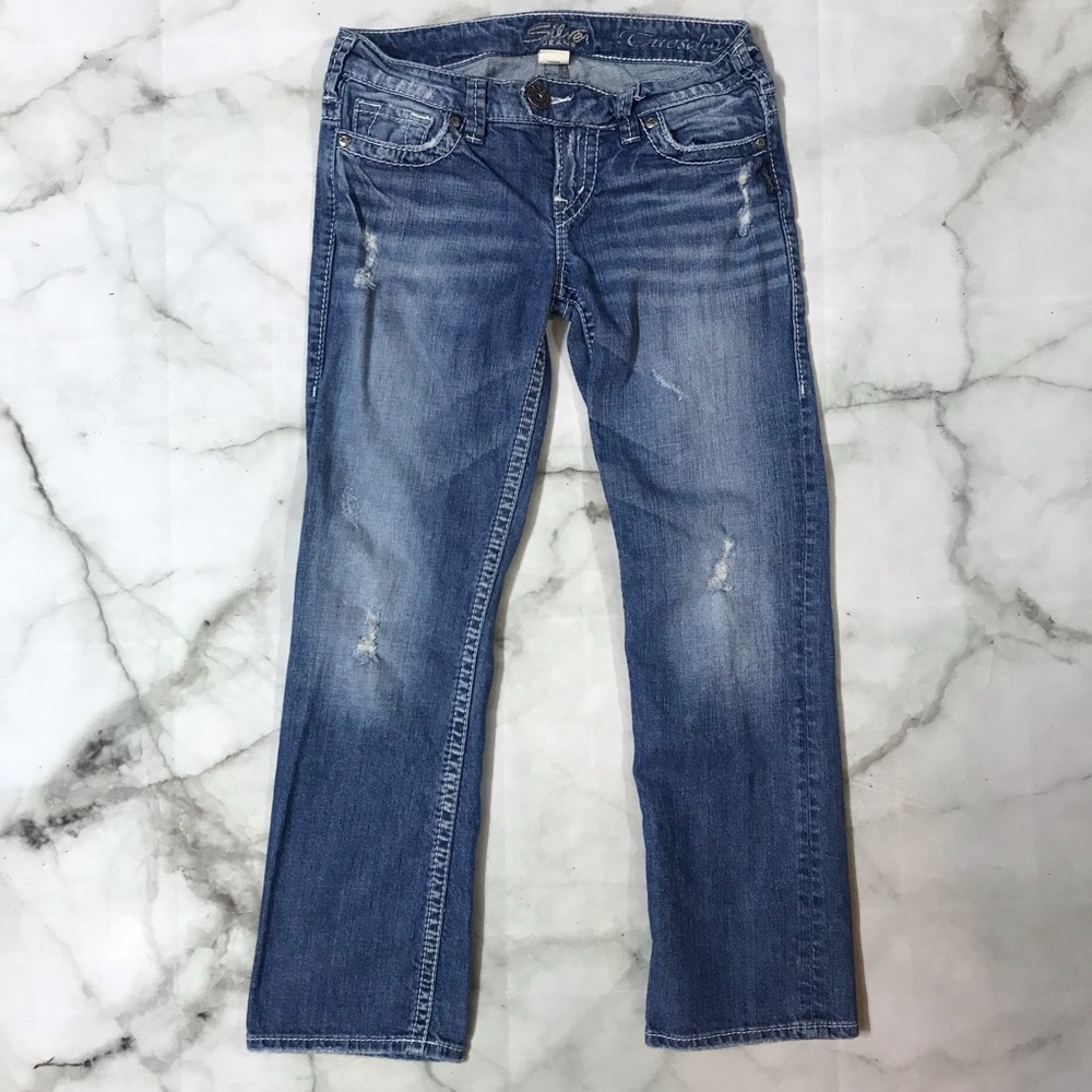 Silver Jeans Distressed Cropped Jeans